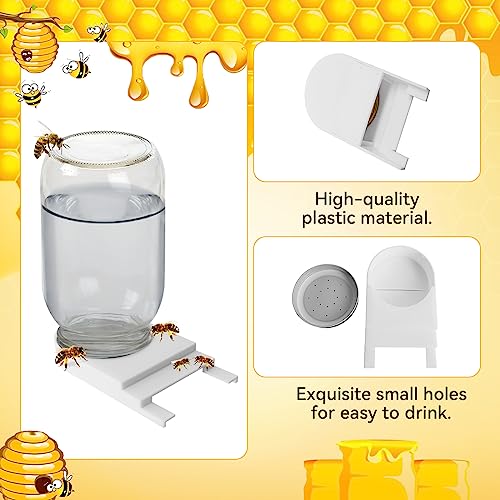 AOIT 6 Pack Front Bee Feeders for Hives Beehive, Entrance Feeder with Perforated Lids Fits Standard Mason Glass Jars Plastic Beehive Water Syrup Feeder Beekeeping Equipment