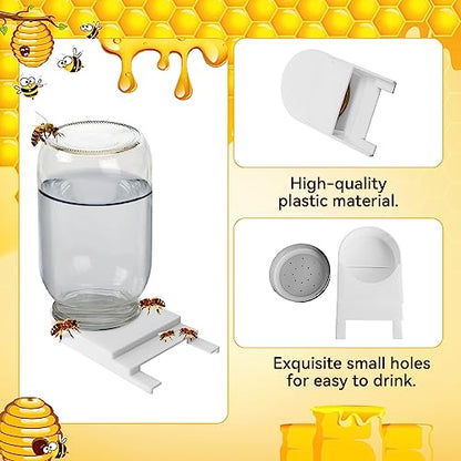 AOIT 6 Pack Front Bee Feeders for Hives Beehive, Entrance Feeder with Perforated Lids Fits Standard Mason Glass Jars Plastic Beehive Water Syrup Feeder Beekeeping Equipment