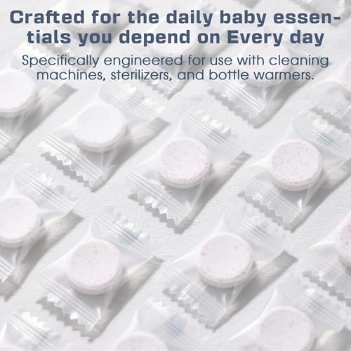 xcivi 40 Count Descaling Tablets for Momcozy, Baby Brezza Bottle Washer | Compatible with Momcozy/Baby/Brezza/GROWNSY Bottle Washer, Descaling Tablets for Milk & Limescale Removal, Natural Non-toxic