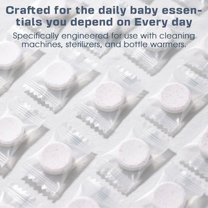 xcivi 40 Count Descaling Tablets for Momcozy, Baby Brezza Bottle Washer | Compatible with Momcozy/Baby/Brezza/GROWNSY Bottle Washer, Descaling Tablets for Milk & Limescale Removal, Natural Non-toxic
