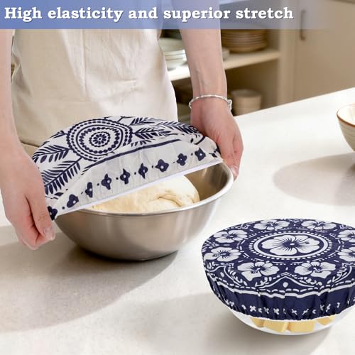 2 Large Reusable Beeswax Bowl Covers for Bread Proofing, 10/12 Inch Elastic Beeswax Wraps Cotton Cloth Sourdough Bowl Covers for Proofing Baskets, Mixer Bowls, Food Storage Containers - color: Palm Branches
