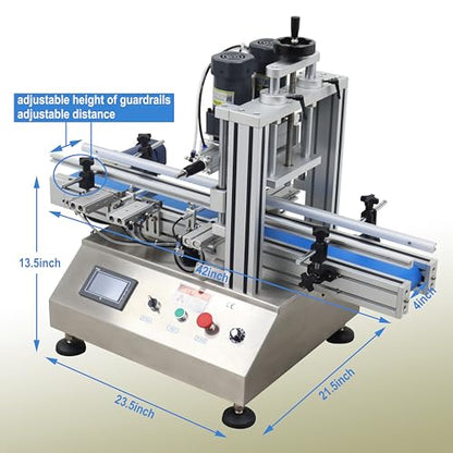 TECHTONGDA Automatic Bottle Capping Machine Electric Cap Sealer for Screw Caps with Belt Conveyor Bottle Height 2-7inch Bottle Diameter 1-4inch Cap Diameter 0.79-2.36inch Cap Diameter 0.79-2.36inch