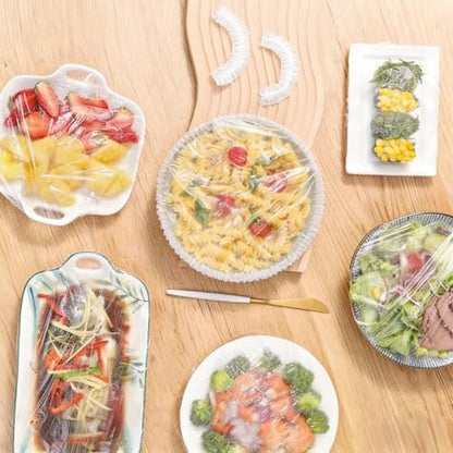100Pcs Disposable Food Containers Disposable Stretchable Bowl Covers Universal Kitchen Wrap Seal Bags for Food Storage Bread Proofing and Outdoor Picnics (14-35cm Stretchable)