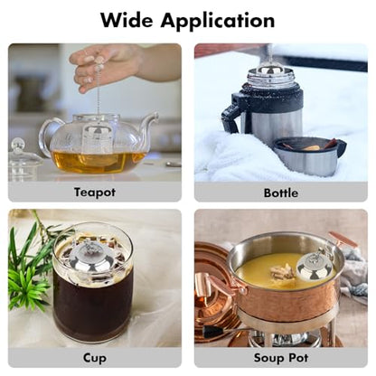 Tea Infuser for Loose Leaf Tea, Extra Fine Mesh Tea Strainers, 304 Stainless Steel & Updated Slim Threaded Lid, Loose Leaf Tea Steeper for Brew Tea, Spices, Rooibos, 2 Pcs, Small, Sliver