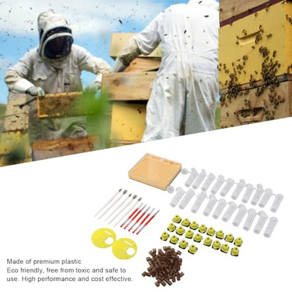 Queen Rearing Kit Beekeeping Cell Cup Kit Queen Rearing Box 110 Cell Cups Breeding System with 20 Hair Roller Cages 5 Grafting Tools for Beekeepers