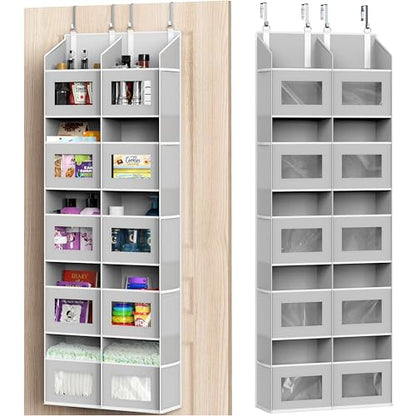 Simple Houseware Extra Large Heavy Duty Over the Door Organizer with 10 Clear Window Pockets, 80 lbs Capacity for Pantry, Closet, Bathroom, Gray - size: 10 Pockets