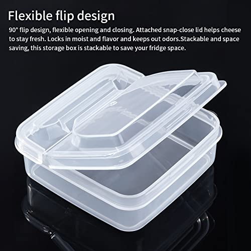 2Pack Sliced Cheese Container for Fridge, Flip Lid Clear Butter Block Cheese Slice Storage Box, Keeps Cheeses Fresh Longer and Delicious, Refrigerator Organizer for Food Grated Cheese-Singles - size: M-2PCS