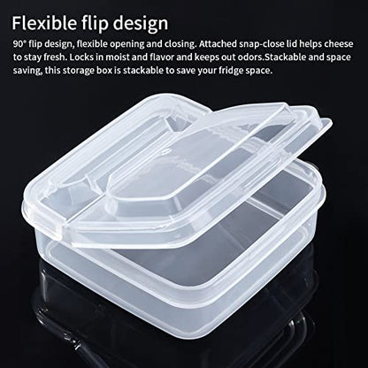 2Pack Sliced Cheese Container for Fridge, Flip Lid Clear Butter Block Cheese Slice Storage Box, Keeps Cheeses Fresh Longer and Delicious, Refrigerator Organizer for Food Grated Cheese-Singles - size: M-2PCS