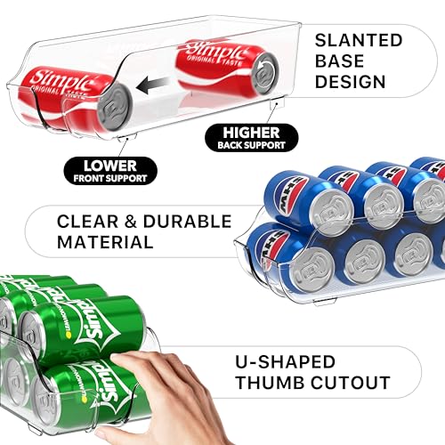 Simple Houseware Assorted Can Organizer for Refrigerator/Pantry, Set of 4, Clear - size: 4 Pack, style: Mixed