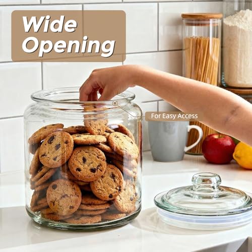 Masthome 1 Gallon Glass Jar with Lid,Large Glass Cookie Jar,Wide Mouth,Dishwasher Safe,Large Clear Jar,Storage Containers with Lids For Flour,Nuts,Cookies,Snacks - color: Glass Storage Jars Set