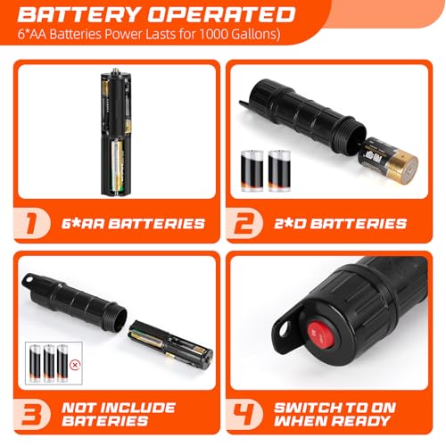 Fuel Transfer Pump Battery Powered Gas Pump For 5 Gallon Gas Can | Automatict Shut-off Nozzle, 47 IN Long Hose, Adapters for Different Size Gasoline Tank - size: 1 Pack of Medium orange