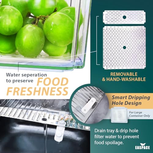10-Pack Clear Fridge Organizer Bins with Lids & Drainage Holes, Stackable Container Set, BPA-Free Plastic Refrigerator Storage Containers for Food, Fruits, Vegetables, Meats (Multi-Purpose)
