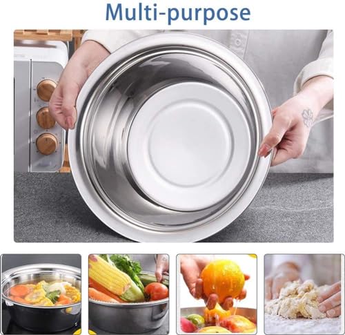 2026 New Multifunctional Stainless Steel Basin with Grater 3 in 1 Vegetable Cutter Julienne Grater with Drain Basket Vegetable Fruits Washing Bowl Strainer Set (28cm)