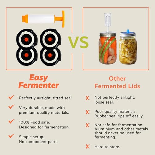 Home Fermentation Kit With 4 Wide Mouth Fermenting Lids With Airlocks, Oxygen Extraction Pump, Ideal For Sauerkraut, Kimchi, Pickles & Fermented Vegetable - color: black