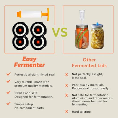 Home Fermentation Kit With 4 Wide Mouth Fermenting Lids With Airlocks, Oxygen Extraction Pump, Ideal For Sauerkraut, Kimchi, Pickles & Fermented Vegetable - color: black