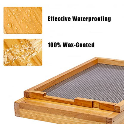 BeeCastle Beehive Screened Bottom Board Dipped in 100% Beeswax,Screened Bottom Board 10 Frame with Solid Wood - size: 10-Frame