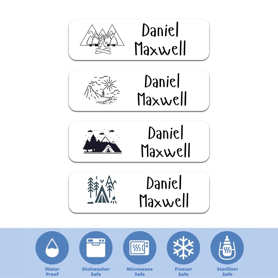 Custom Waterproof Dishwasher Safe Kid Name Labels for Daycare(128 Pack), Camp, School Supply, Baby Bottles, Lunch Boxes and Cups, Travel. Cute Personalized Design Name Stickers (Pattern 13) - color: Pattern 13