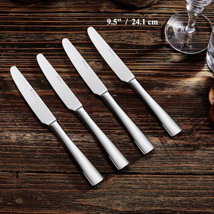 KEAWELL Premium 9.5" Louis Dinner Knives, Set of 4, Stainless Steel Dishwasher Safe, Serrated Knives (Plain) - style: Plain