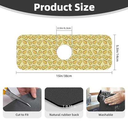 Cheese Faucet Mat For Kitchen Sink, Absorbent Countertop Protector, Quick Dry Sink Splash Guard Pad, Waterproof Draining Mat 15" X 5.5" - color: Style 1
