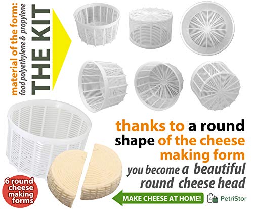 6 pcs Soft Cheese Mold for Cheese Making 1.25QT - Small Cheese Mold - Homemade Cheese Making Supplies - Cream Cheese Form Mold - Molde Para Queso Fresco Casero - Feta Ricotta Cheese Making Basket