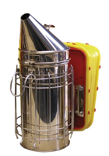 Mann Lake Stainless Steel Bee Smoker Pro Bellow, 4x7 Inch Beekeeper Tool with Heat Guard & Easy Open Lid Tab, High Flow Pump for Calm Bees, Safe Hive Inspections & Honey Harvest, Burn Free Grip Design
