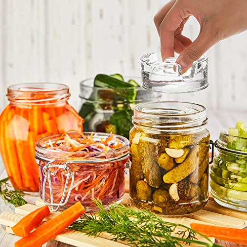 9 Pack Fermentation Weight with Easy Grip Handle, Glass Fermentation Kit, Fermentation Lids for Wide Mouth Mason Jars, Pickle