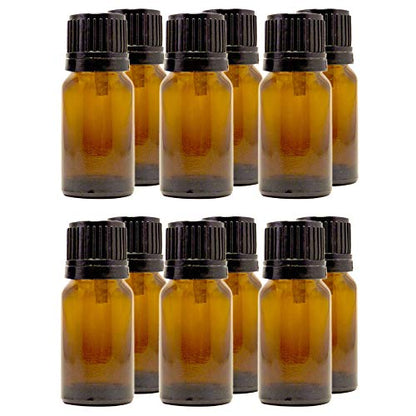 10 ml (1/3 fl oz) Amber Glass Bottle with Euro Dropper (12 Pack) - color: Amber, size: 0.33 Fl Oz (10 ml)