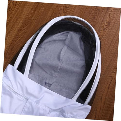 Professional Full Body Beekeeping Suit Veil Hood Size XXL White Elastic Cuffs Ankles Proof Clothing