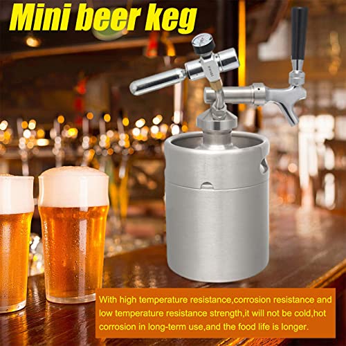 Mini Stainless Steel Beer Keg,Portable Home Dispenser System to Keep Fresh for Home Kitchen Brewing Beer,Keeps Carbonation for Craft Beer Draft and Homebrew,2L - size: 2L
