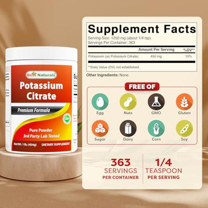 Best Naturals Potassium Citrate Pure Powder 1 Pound