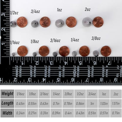Dr.Fish 50 Pack Bullet Fishing Sinkers Worm Weights Lead Fishing Weights Bass Fishing Sinker Freshwater Texas Carolina Rig Punch Shot - size: 1oz-50 Pack