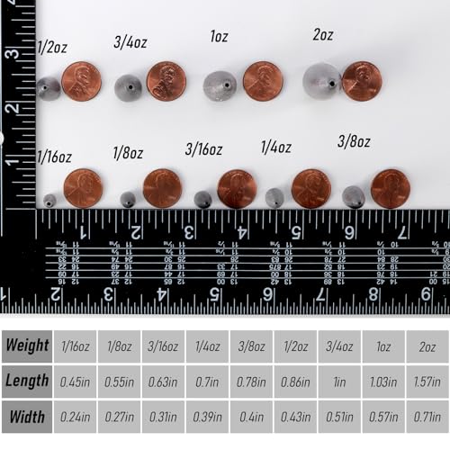 Dr.Fish 50 Pack Bullet Fishing Sinkers Worm Weights Lead Fishing Weights Bass Fishing Sinker Freshwater Texas Carolina Rig Punch Shot - size: 2oz-30 Pack