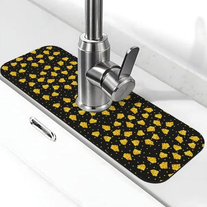 Cheese Faucet Mat For Kitchen Sink, Absorbent Countertop Protector, Quick Dry Sink Splash Guard Pad, Waterproof Draining Mat 15" X 5.5" - color: Style 4