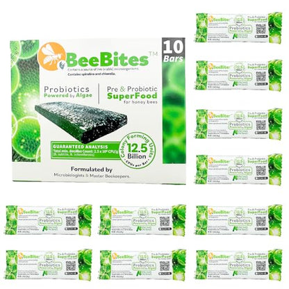 BeeBites: SuperFood for Healthy Hives - Honey Bee Fondant with Spirulina and Chlorella - Probiotics Powered by Algae - Best Food for Queen Immunity - 10 Bars (50g Each) - size: 1 Count (Pack of 10)