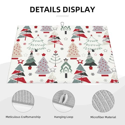 Beautiful Christmas Tree Dish Drying Mat For Kitchen Counter, Super Absorbent Microfiber Dish Drying Pad, Kitchen Gadgets For Easy Clean Multi-Use Large 18"x24" - color: Beautiful Christmas Tree