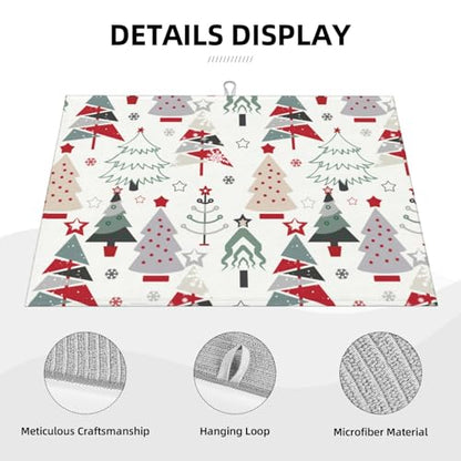 Beautiful Christmas Tree Dish Drying Mat For Kitchen Counter, Super Absorbent Microfiber Dish Drying Pad, Kitchen Gadgets For Easy Clean Multi-Use Large 18"x24" - color: Beautiful Christmas Tree