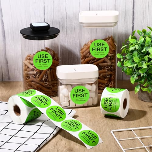 Epakh 1000 Pcs 2 Inch Use First Stickers Food Service Inventory Control Labels for Restaurant Permanent Adhesive Food Labels Circle Dot Paper (Green) - color: Green