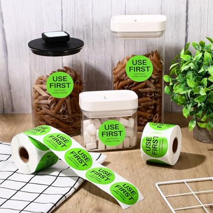 Epakh 1000 Pcs 2 Inch Use First Stickers Food Service Inventory Control Labels for Restaurant Permanent Adhesive Food Labels Circle Dot Paper (Green) - color: Green