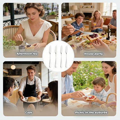 Stainless Steel Butter Knife Set, Mirror Polished, 5.83 Inch, Dishwasher Safe, Versatile Spreader for Butter, Jam and Cream, 4 Pack
