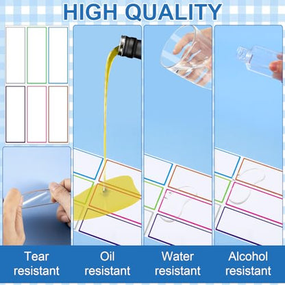 260 Pcs Dry Erase Labels, Dry Erase Stickers, Waterproof Sticker Labels, Removable Labels Easy Peel Off, Reusable Sticky Notes for Food Containers, Office (Clear, Small, Medium, Large) - color: Clear