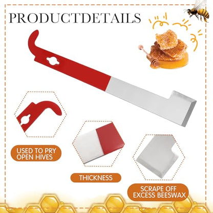 DoubleFill 8 Pcs Beehive Parts Kit for 10 Frame Bee Hive, Telescoping Top Cover Queen Excluder Inner Cover Screened Bottom Board Entrance Reducer Bee Escape Equipment J-Hook Scrape and Gloves(White) - color: White