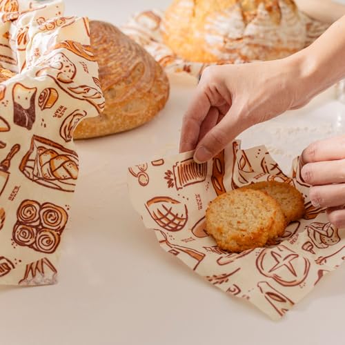Bee's Wrap Beeswax Wraps for Food - 3 Pack of Assorted Beeswax Wraps - Small, Medium & Large Wrap - Plastic Free Made in USA Reusable Natural Food Wrap - Bakery Lane Print - style: 3 Pack (Bakery Lane)