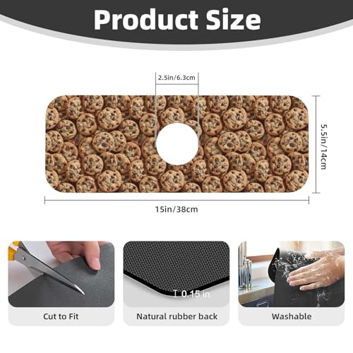 Chocolate Chip Cookie Faucet Mat For Kitchen Sink, Absorbent Countertop Protector, Quick Dry Sink Splash Guard Pad, Waterproof Draining Mat 15" X 5.5" - color: Style 7