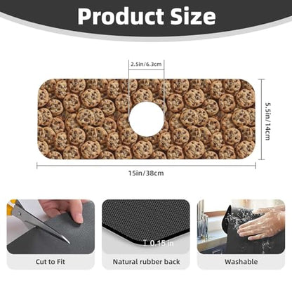 Chocolate Chip Cookie Faucet Mat For Kitchen Sink, Absorbent Countertop Protector, Quick Dry Sink Splash Guard Pad, Waterproof Draining Mat 15" X 5.5" - color: Style 7