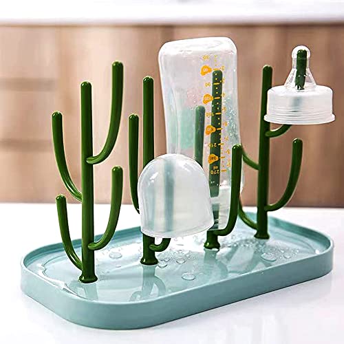 Bottle Drying Rack,Drying Rack for Kitchen Counter,Detachable Bottle Dryer Holder with Base.for Nipples,Cups,Pump Parts and Accessories(Green) - color: Green