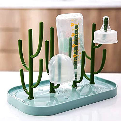 Bottle Drying Rack,Drying Rack for Kitchen Counter,Detachable Bottle Dryer Holder with Base.for Nipples,Cups,Pump Parts and Accessories(Green) - color: Green
