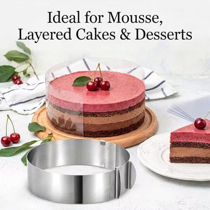 Amylove 1 Pcs Adjustable 6-12 Inch Round Cookie Cutter, Circle Cookie Cutter Stainless Steel Round Cake Trimmer for Baking Kit Mousse Layered Cake Biscuit Food Tiramisu Pastry