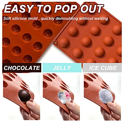 Lerykin Mini 24-Cavity Semi Sphere Silicone Molds Non-Stick, 2 Packs Half Sphere Silicone Baking Molds for Making Jelly, Chocolates and Cake - color: 24 Mini ( 2 Pack )