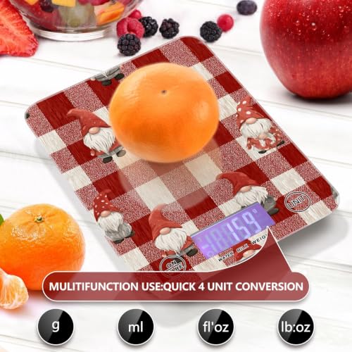 Food Scale Kitchen Digital Scale Food Ounces and Grams Dieting Baking Cooking Waterproof Glass Panels LCD Display,4 Units Scale Tare Function Checkered Red - color: Valentines Love Heart