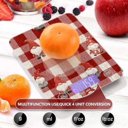 Food Scale Kitchen Digital Scale Food Ounces and Grams Dieting Baking Cooking Waterproof Glass Panels LCD Display,4 Units Scale Tare Function Checkered Red - color: Valentines Love Heart